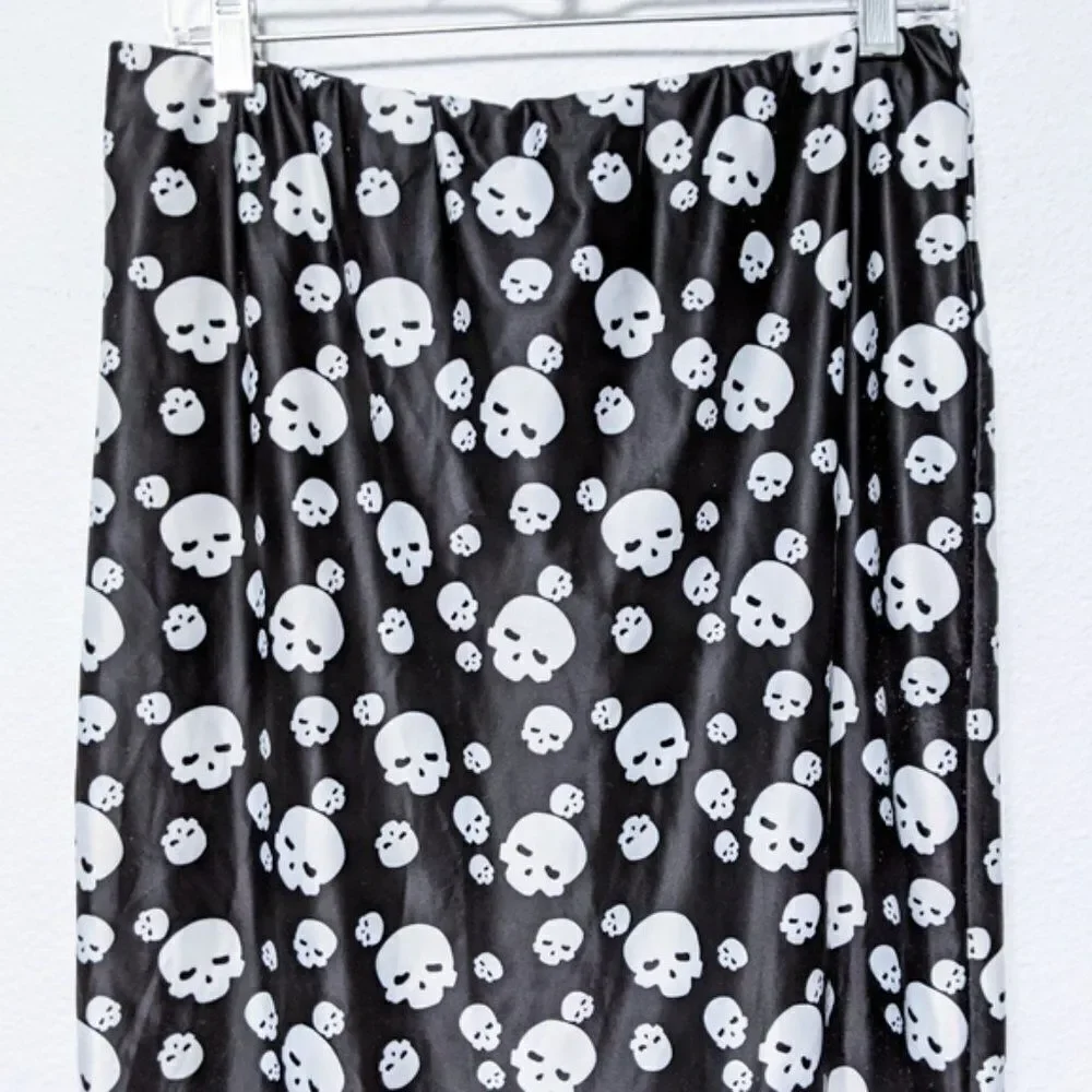 BRICKYARD BUFFALO Skull Punk Goth Midi Skirt XL